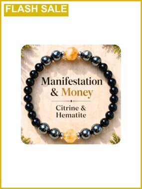 Citrine Hematite Obsidian Crystal Stretch Bracelet